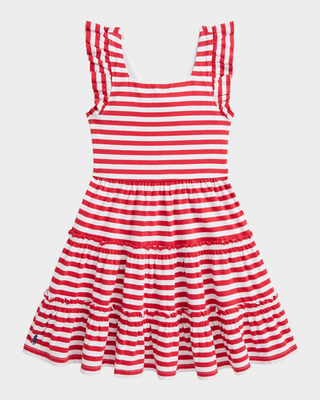 Girl's Striped Open Back Day Dress, Size 2-6X